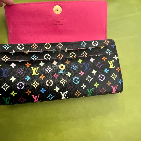 Louis Vuitton long black coated canvas monogrammed multicolour wallet - Picture 3 of 9